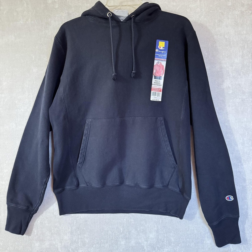 Champion Reverse Weave Hoodie Mens‎ Small Navy Pullover Sweatshirt C Logo Fleece